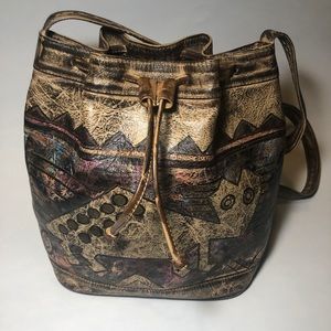 Jane Yoo Vintage Bucket Style Wearable Art Purse
